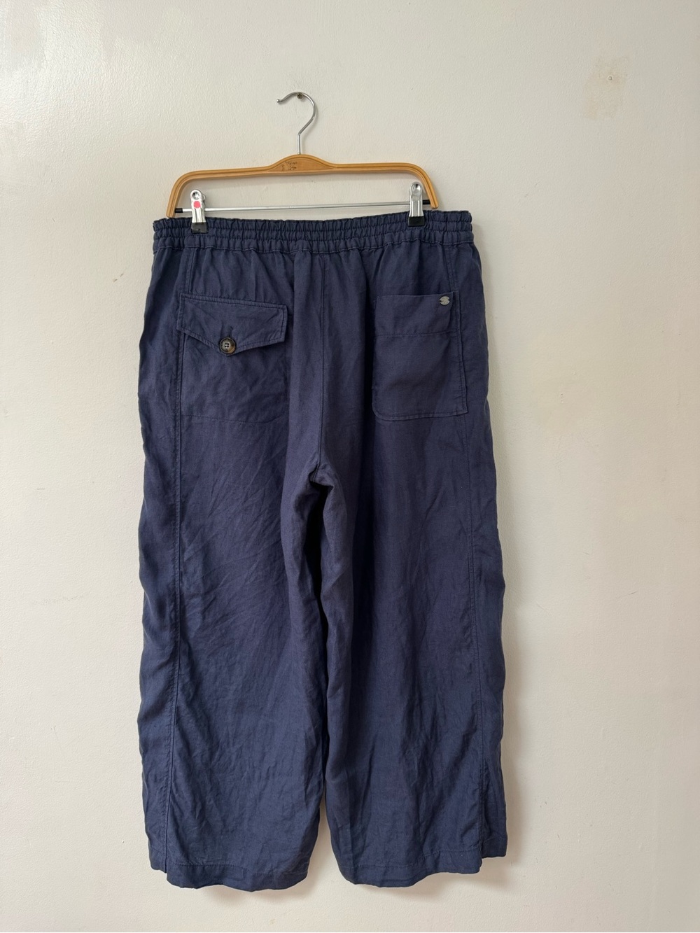 MAT DE MISAINE wide pull on linen pants navy size LARGE / 12 - Picture 4 of 9